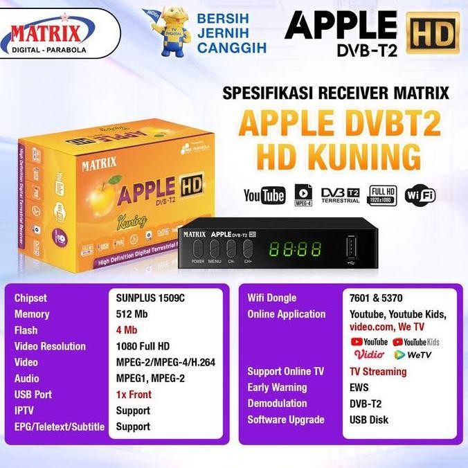 Termurah Stb Digital Matrix Apple Dvb-T2 Hd Kuning