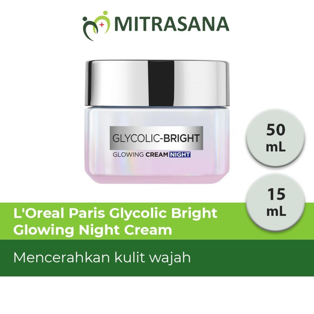 L'Oreal Paris Glycolic Bright Glowing Night Cream - 50Ml Skin Brightening Krim Malam Glyco Loreal Or