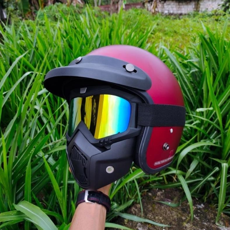Bisa Cod Helm Bogo Dewasa Gogle Mask Retro Sm-150