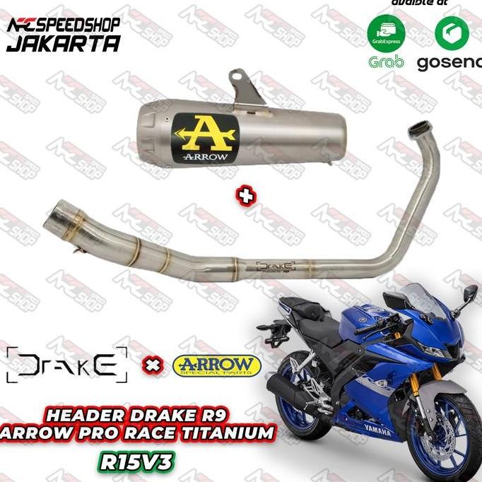 Promo Knalpot Arrow Pro Race R15 V3 / MT15 / XSR Titanium Fullsystem Italy COD
