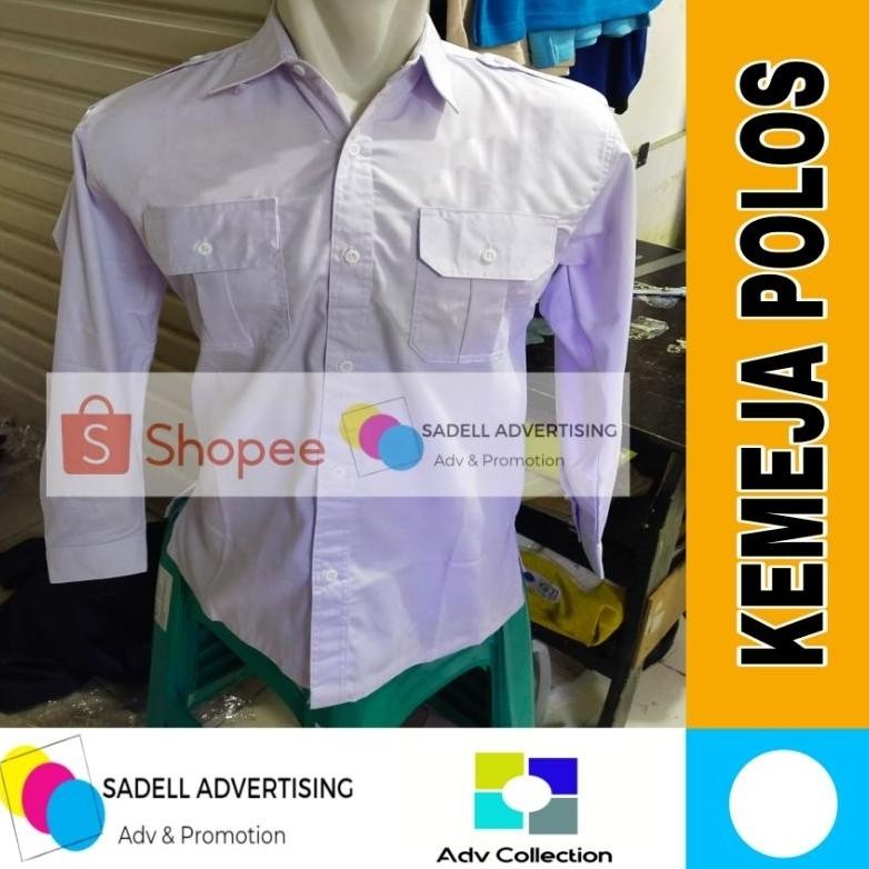 Kemeja Polos Seragam Polos PDH PDL Putih Lengan Panjang Pria