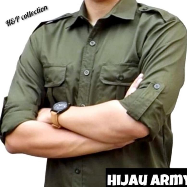 Promo Enzino Seragam PDH Lengan Panjang , Baju Seragam PDL Pria Lengan Panjang , Kemeja PDL Putih , 