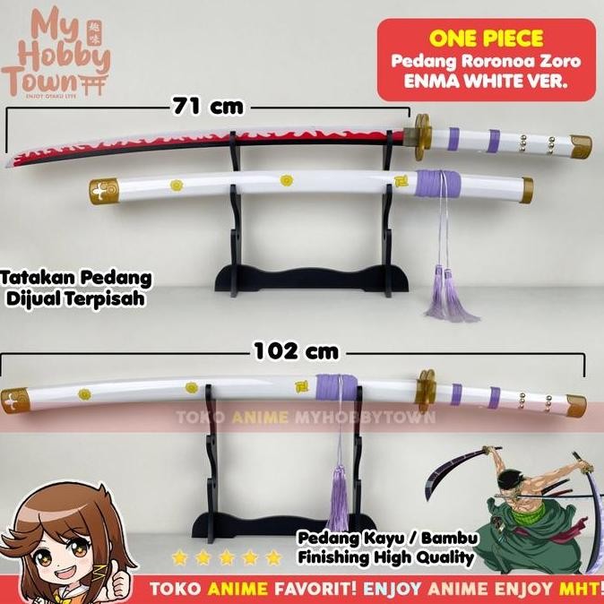 Replika Pedang Bambu One Piece Roronoa Zoro Enma Putih Cosplay Anime