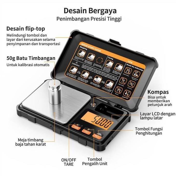 SINISTER- Synmore Timbangan emas mini digital ori 200gr pocket scale digital 0.01g Dengan USB Rechar