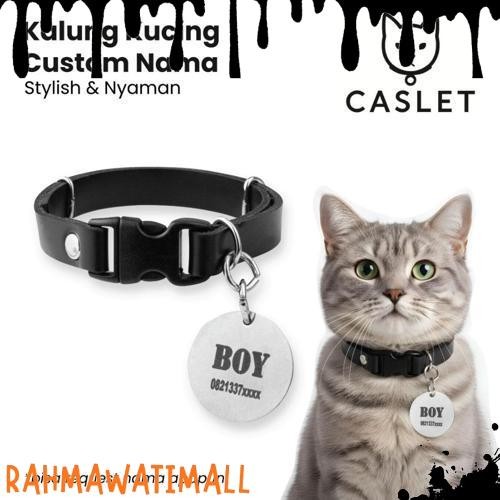 GROSIR Kalung Kucing Custom Nama & Nomor HP Kulit Sintetis Aksesoris