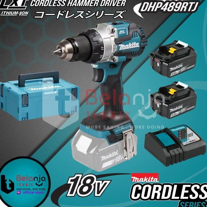 WONDERWEISS- Makita Mesin Bor Cordless DHP 489 RTJ 18 Volt Hammer Driver DHP489RTJ