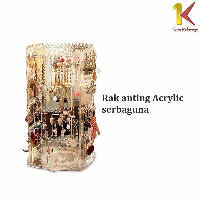 [COD] SK K20 Rak Anting Akrilik Putar 360 Derajat Tempat Penyimpanan Perhiasan Kalung Dapat disesuai