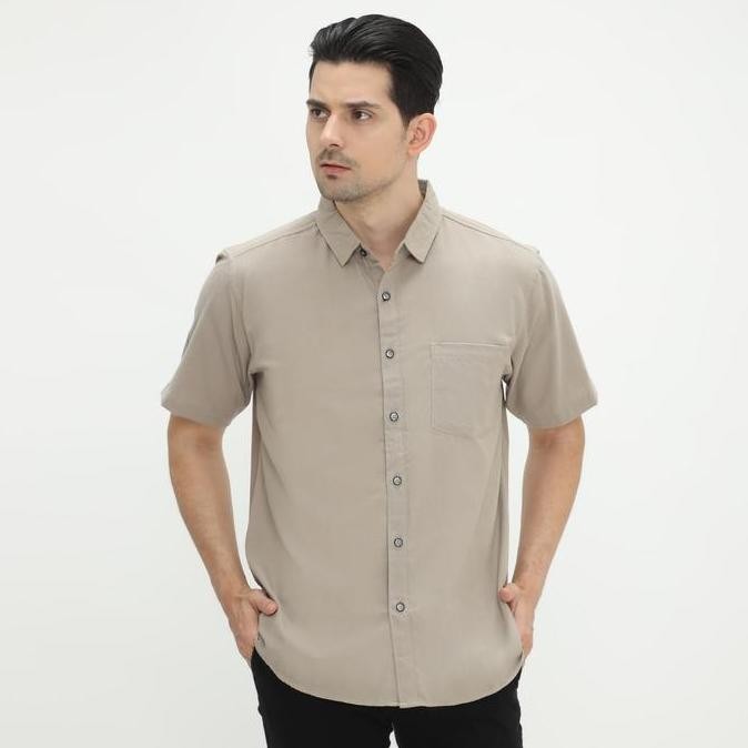 Code Male - Brave Kemeja Pria Pendek Stone Basic Slimfit