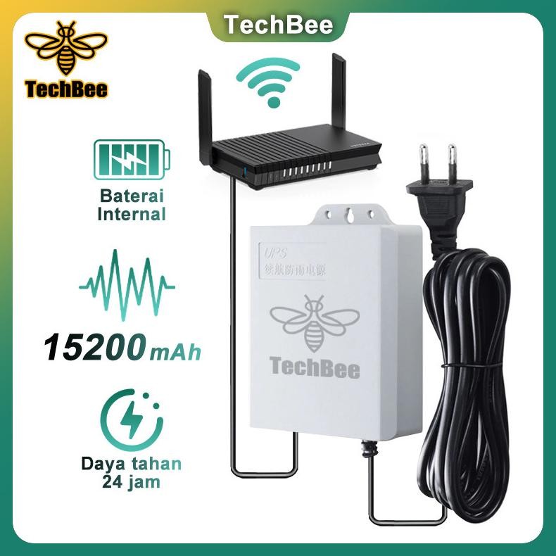 CROWHEX- TechBee Ups 15200mAH Ups Mini 12v Untuk Wifi Ups Mini 12 Volt Ups Wifi Ups Cctv Ups Dc Mini