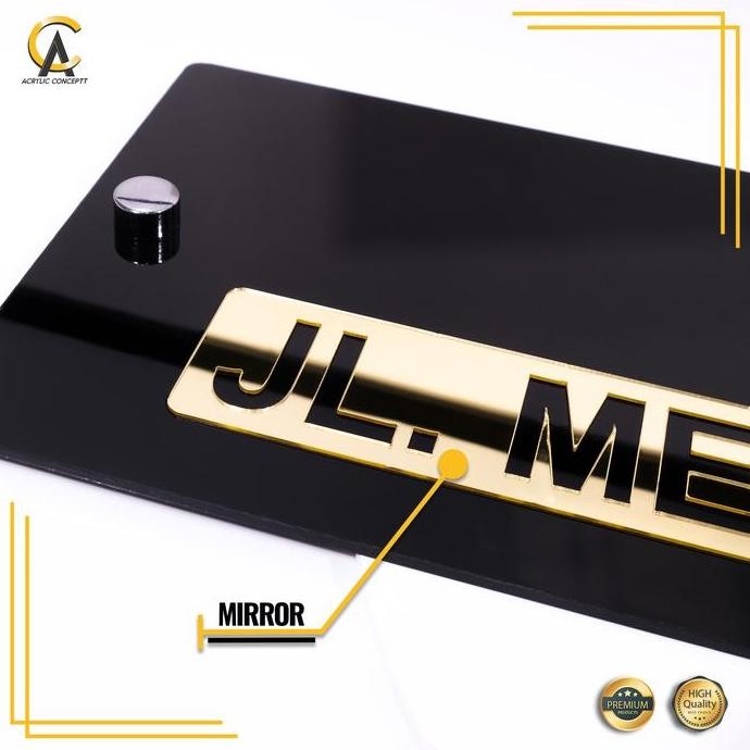 DF167>> Plat Rumah Gold Timbul / Plat Nomor Rumah Akrilik / Plat Rumah Akrilik