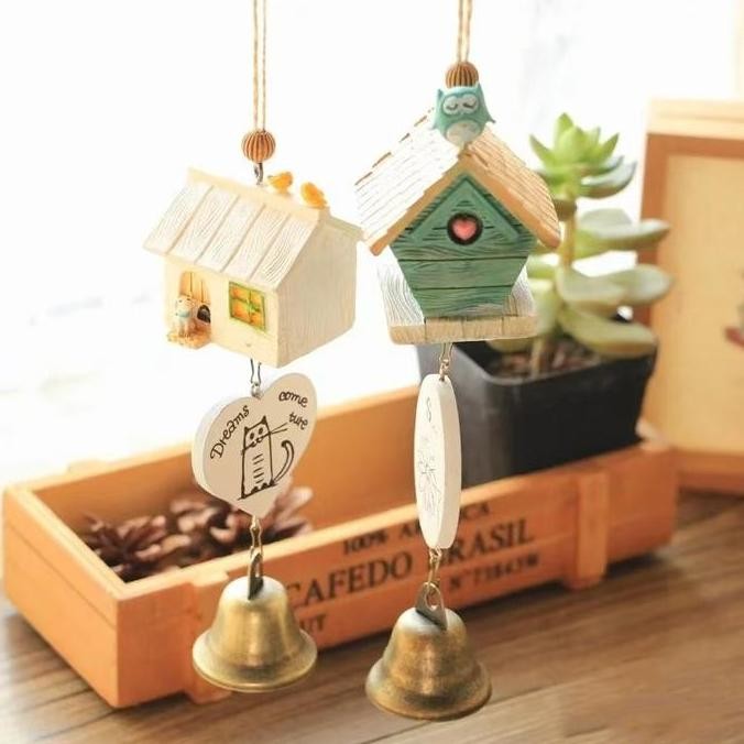 DR102>> Outdoor Living Wind Chimes Yard Garden Karakter kartun Kucing Biru Copper Antique bilayer Wi