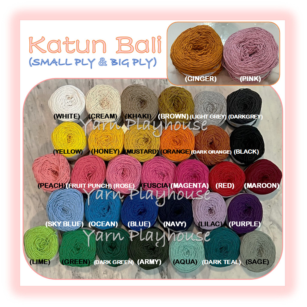 Benang Rajut Katun Bali SMALL PLY Balinese Cotton Yarn united by cotton kupu kupu