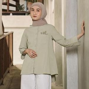 Promo GIYOMI ID - Camille Blouse/Kemeja Wanita/Kemeja Bahan Linen/Kemeja Atasan Wanita Baju Bunga Bo