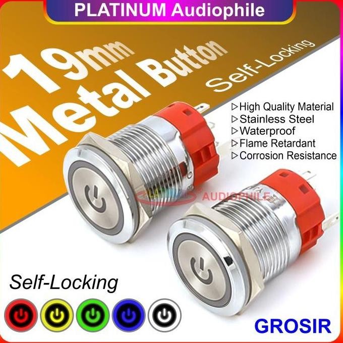 Metal Push Button Switch 19mm + logo | LOCK LATCHING |