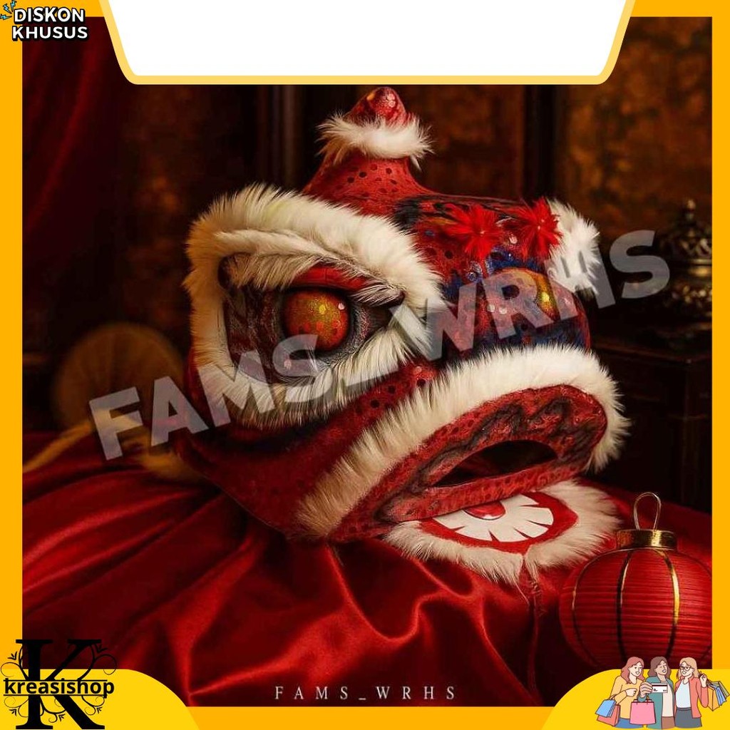 Barongsai Anak Dewasa Bahan Karton Tebal Kokoh Barongsai Kedip Fm -07