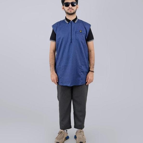 Rompi Sholat Classive Rosal Warna U Navy Rompi Pria Kerah Oblong Bahan Madinah Adem Dan Elegan