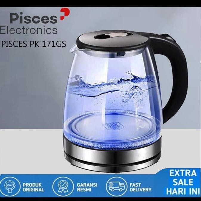 New Teko Listrik/Kettle Listrik Pisces Pk 171Gs - Bahan Kaca 1,7 Liter