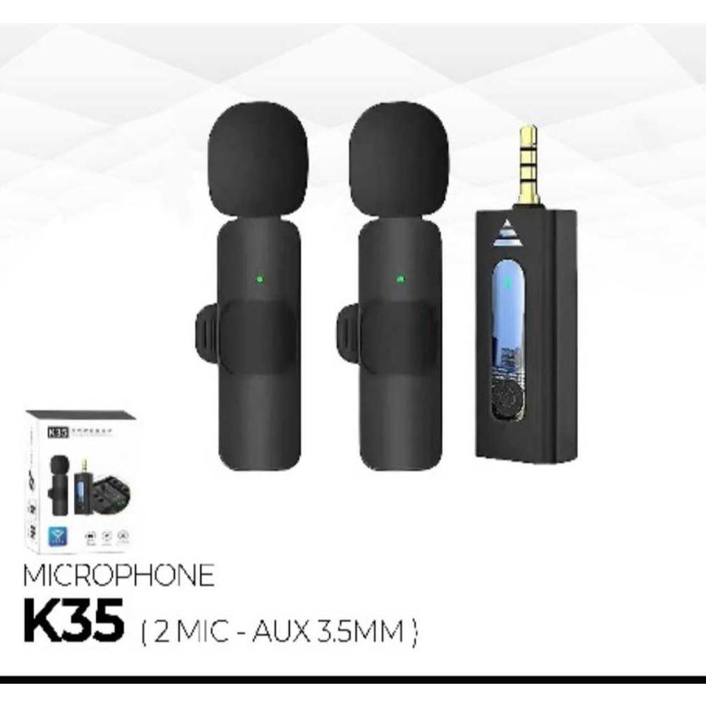 Paling Dicari Clip On Microphone K35 Mic Clip Wireless Aux( Audio ) / Mic Youtuber Blueto Model 2 Mi