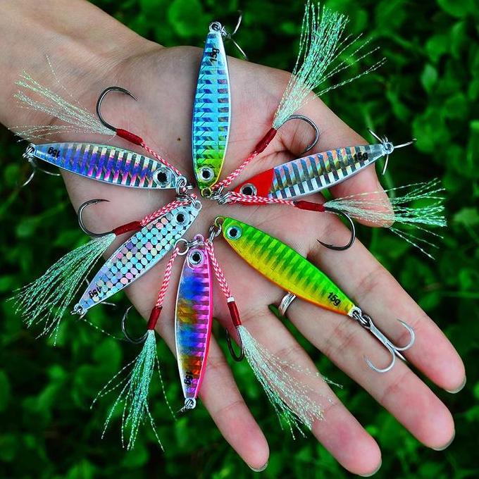 Pesca - Set Umpan Jigging Logam Warna Cerah 7G 10G 15G 20G 30G Umpan Jigging Casting Pantai Sendok J