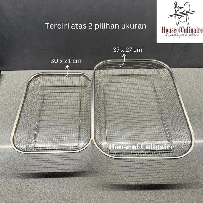 Weary- Saringan Kotak Keranjang Buah Peniris Minyak Baskom Cuci Sayur Stainless