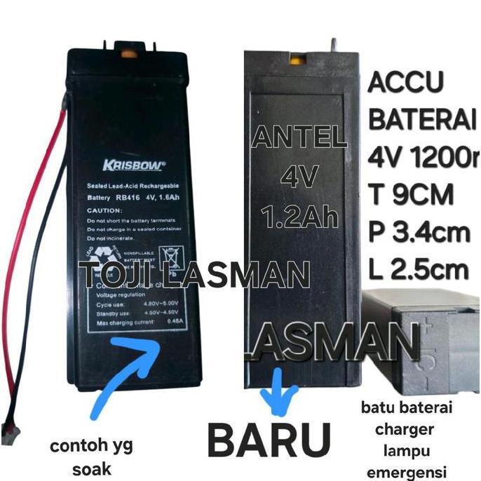 ( BATU 4V 1200MAH )  BATU BATERAI BATTERY ACCU AKI LAMPU EMERGENSI EMERGENCY SENTER BATERAI TIMBANGA