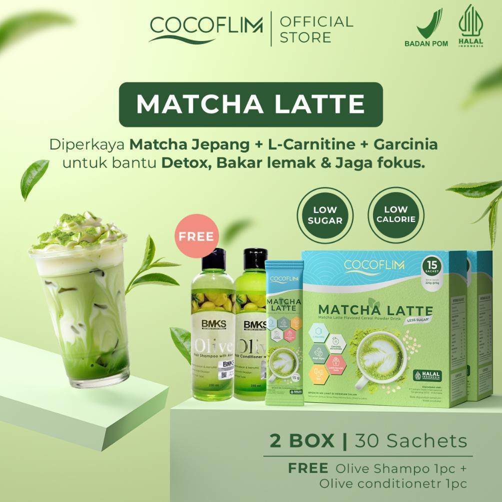 COCOFLIM Matcha Latte 1 BOX isi 15 Sachet Premium Matcha Minuman Diet Sehat Rendah Kalori dan Gula