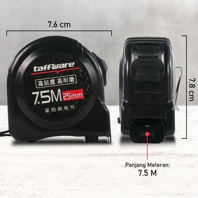 Meteran Roll Tukang 7.5 Meter Taffware - SD75M Retractable Ruler Precision Steel