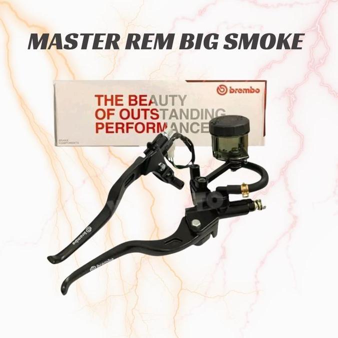 Master Rem Brembo Tabung Big Smoke 1 Set Kanan Kiri  Universal Semua Motor Selang Hitam Motorcycle A