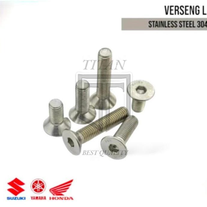 (5PCS) BAUT VERSENG L M3 X 30 BAUT COUNTERSUNK DRAT 3MM / BAUT FLAT M3 / BAUT JF L SS304 ANTI KARAT 
