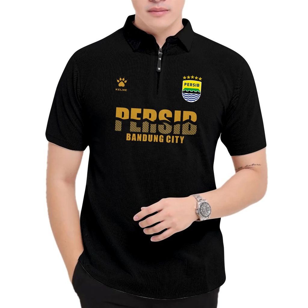 Half ZIpper Polo Shirt Persib Bandung / Kaos Kerah Persib / Kaos Polo Persib