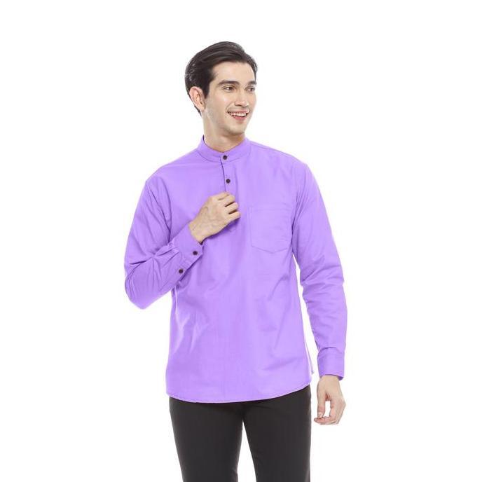 DB98 >> Outskirts - Kemeja Koko Lilac Pria Lengan Panjang | Kemeja Koko Pria Ungu Slim Fit Katun Mus