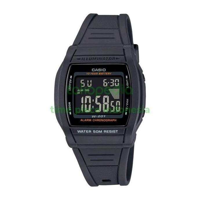 Watch- Casio Pria Dital W-201-1Bvdf / W201-1B & Garansi