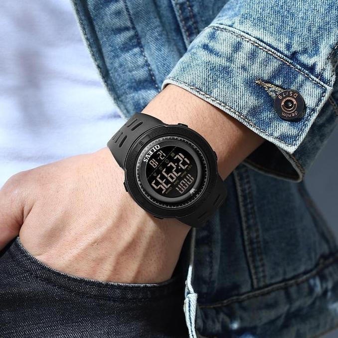 Watch- Olevs Jam Tangan Dital Pria Anti Air 50 Meter Multifungsi Led Alarm Men Tches Hitam With Kota