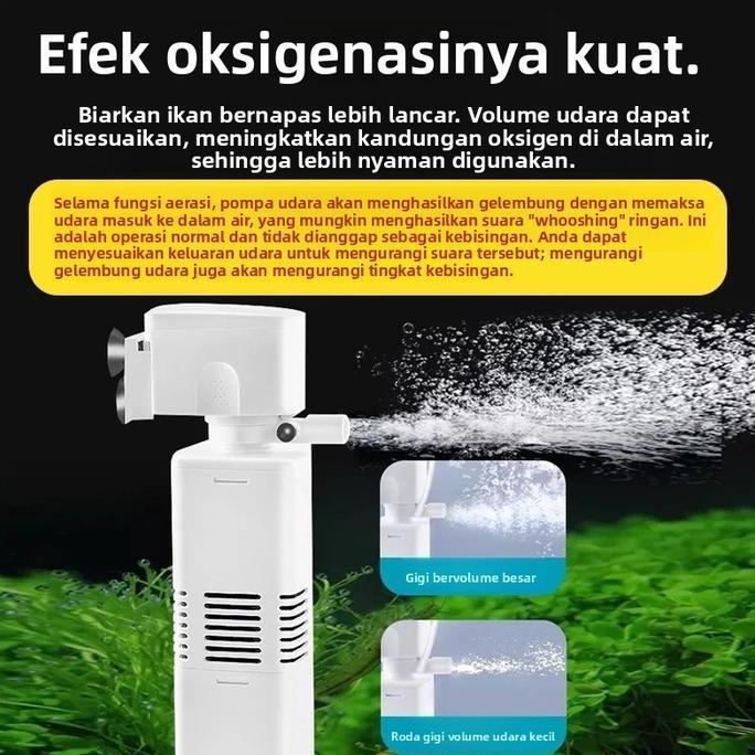 FILTER AKUARIUM TIGA DALAM SATU POMPA FILTRASI SISTEM SIRKULASI AIR IKAN POMPA OKSIGEN KECIL BERTENA