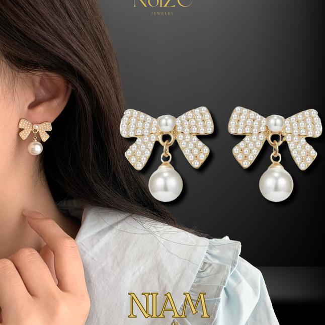 Noize Niam Anting Jepit Wanita Klip Tanpa Tindik Ear Clip S925 Pita Mutiara