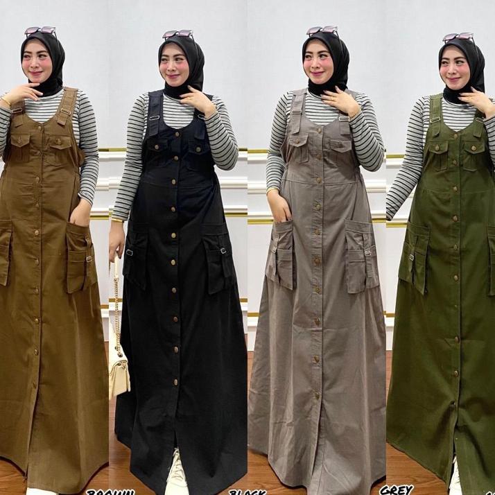 Overall Cargo / Gamis Overall Kancing / Gamis Overall / Overall