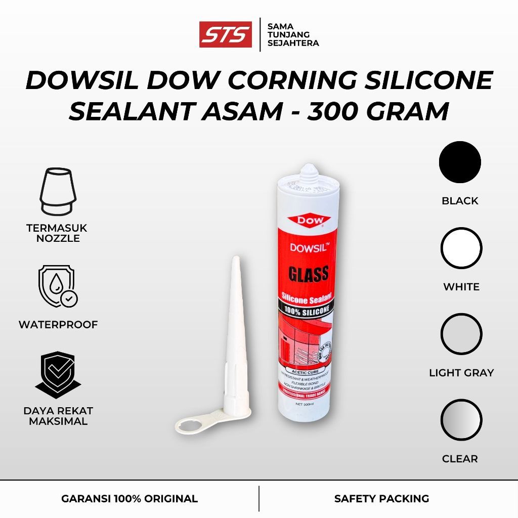 NEW -DOWSIL DOW CORNING SILICONE SEALANT ASAM CLEAR / BLACK / WHITE / GREY - LEM SILIKON ELASTIS KAC
