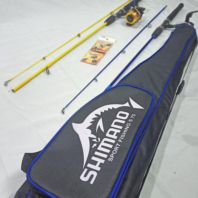 2 Full Set Alat Pancing Joran Sambung 120150 Cm Tas Shimano Reel 5Lengkap Isi 2 Set Pancingan Ikan U