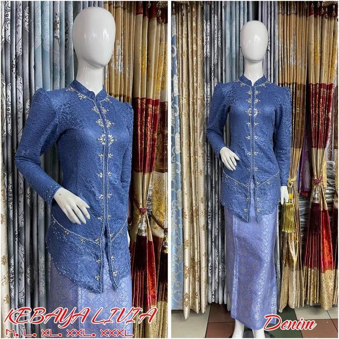 KEBAYA LIVIA PAYET MUTIARA BUSUI SET SONGKET LILIT / KEBAYA BRUKAT KEKINIAN PESTA / KEBAYA WISUDA TE