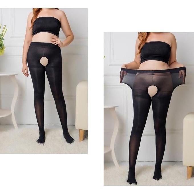 Stoking Wanita Seksi tebal 120D Pantyhose Selangkangan Terbuka Sexy Crotchless Jumbo 90 kg - Nekoma