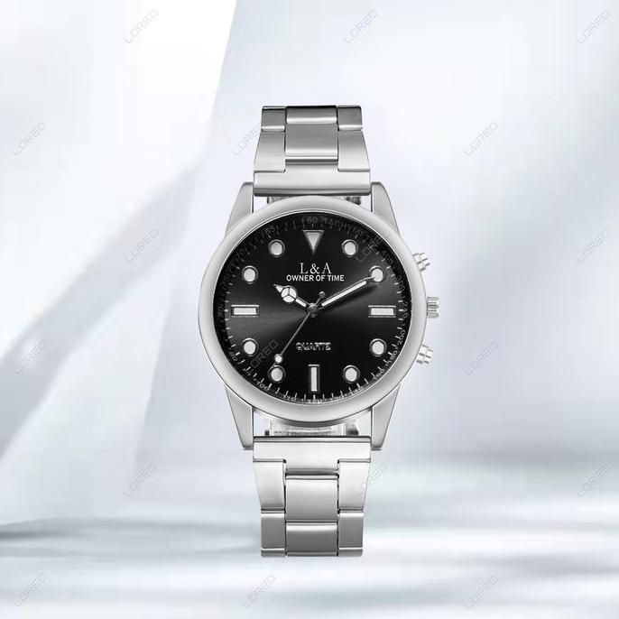 Bw- Loreo - Jam Tangan Analog Pria Stainless / Jam Tangan Bisnis Dial Bulat