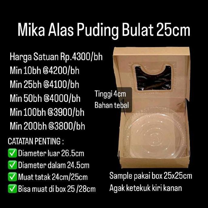 Box- Mika Alas Puding Bulat 25Cm Dijual Per 5 Buah