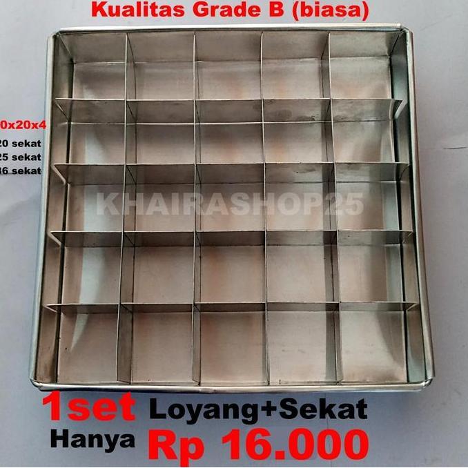 Box- Loyang Brownies Sekat 20X20 Cm Grade B Cetakan Brownies Loyang Sekat Brownies Berkualitas