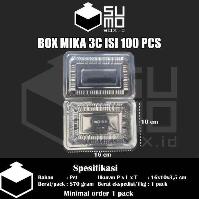Plastik mika kue ukuran 3c isi 100pcs bening/ kotak makanan nasi rames