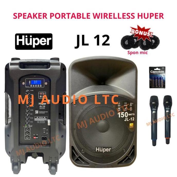 Promo SPEAKER PORTABLE WIRELESS HUPER JL-12(150watt) ORIGINAL (12inch) Diskon