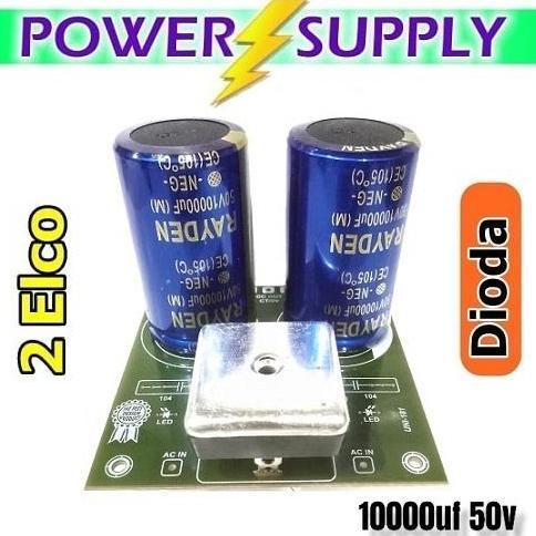 PAKET 35A 2 ELCO BESAR 10.000/50 + DIODA 35 AMPER + PCB 10.000/50V PSU POWER SUPPLY SIMETRIS CAPASIT