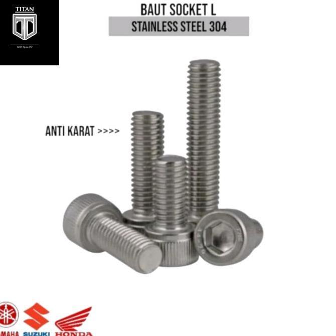 (5PCS) BAUT SOCKET M2 X 40 BAUT L / BAUT SOKET 2MM X 40MM STAINLESS 304 DRAT 2MM ANTI KARAT XX27