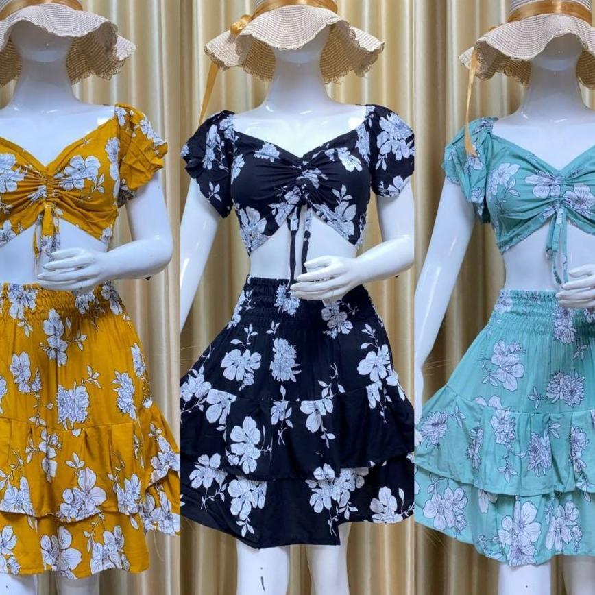 Laura One Set/One Set Serut/Setelan Rok  Pantai