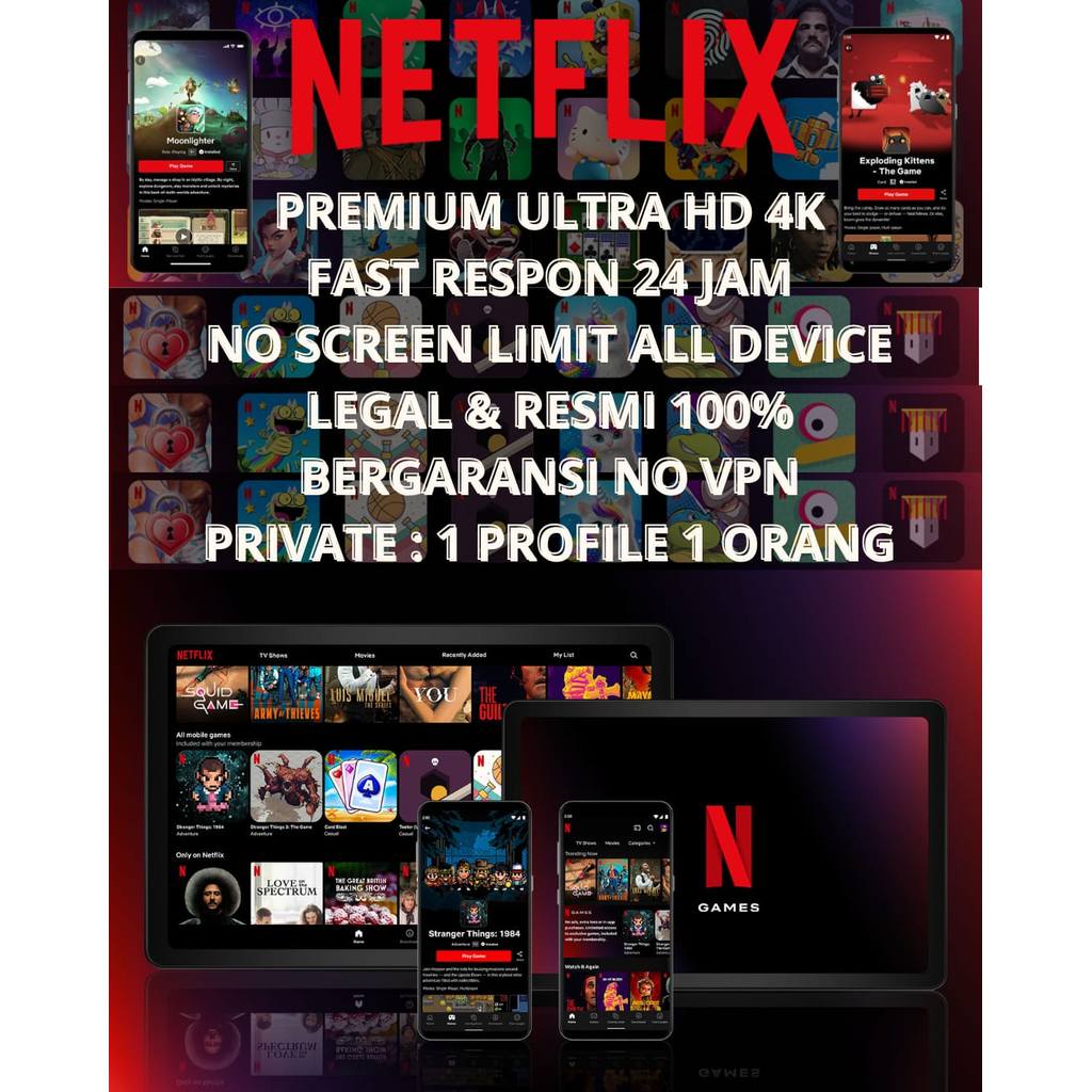 NETFLIX PREMIUM UHD 4K 12 BULAN GARANSI 1 TAHUN
