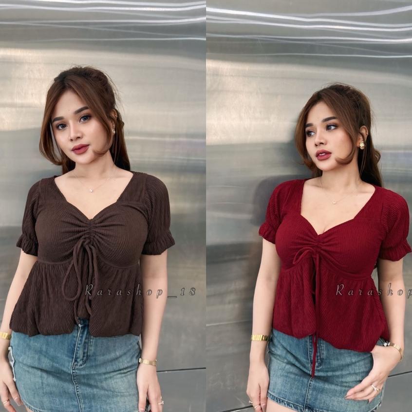 Atasan Wanita Merly Knip Tali Depan //Atasan Wanita